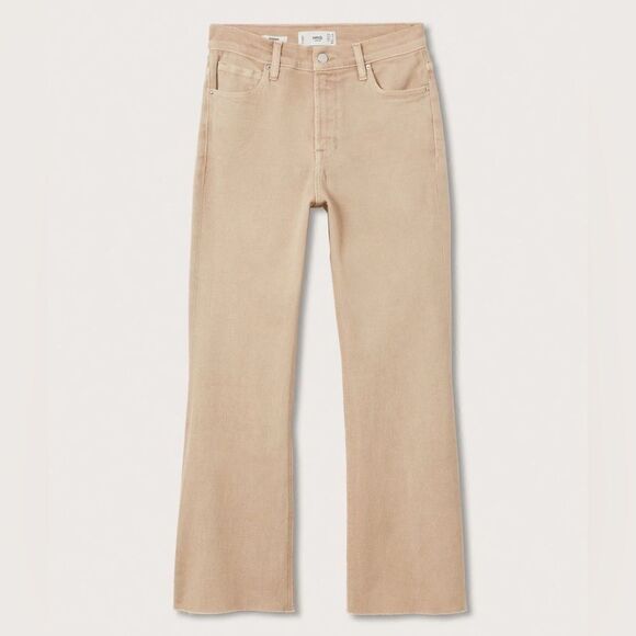 Mango High-Waisted Beige Jeans Flare New - Picture 6 of 9